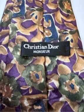 Dior Floral Silk Tie - Purple, Gold, Olive